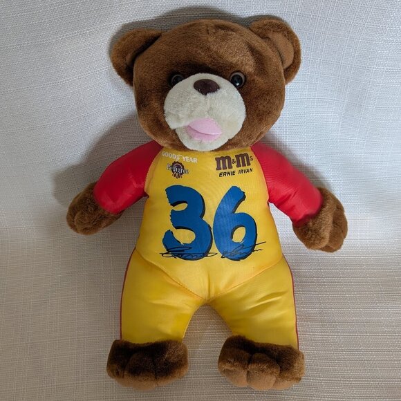Vintage Nascar Plush Ernie Irvan Teddy Bear 36 m&ms Goodyear Pedigree - Picture 1 of 7